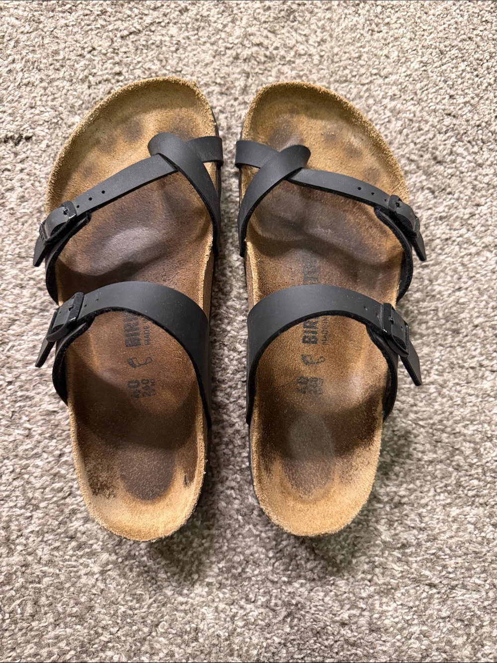 Birkenstock Black Strappy Two-Buckle Sandals